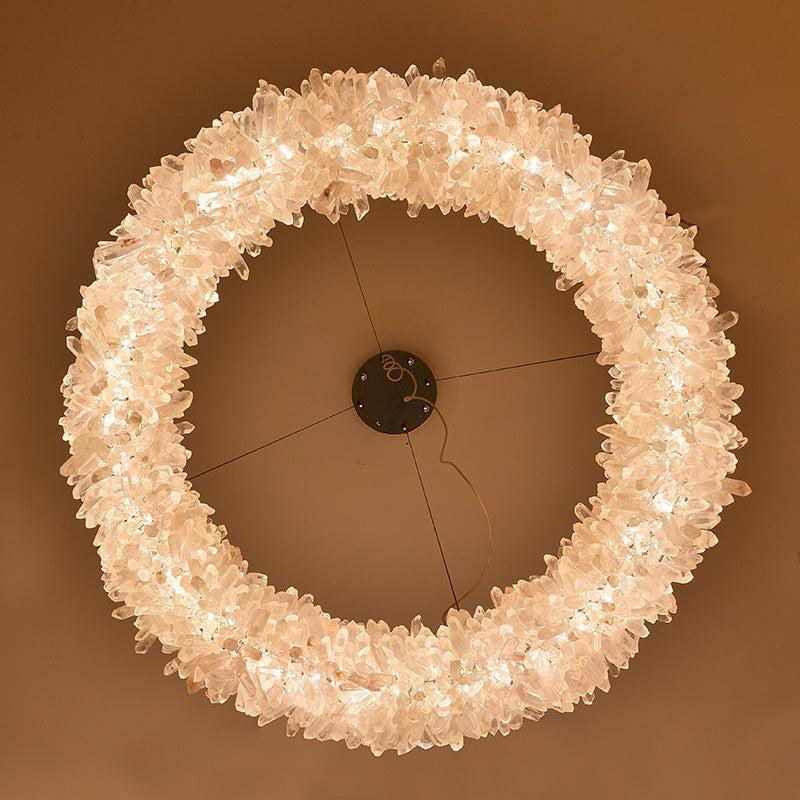 Small Round Luxury Rock Crystal Chandelier 23.6" D